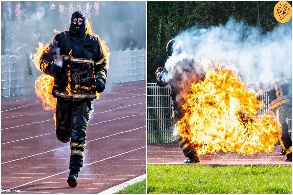 این مرد رکورد آتش گرفتن را شکست + فیلم