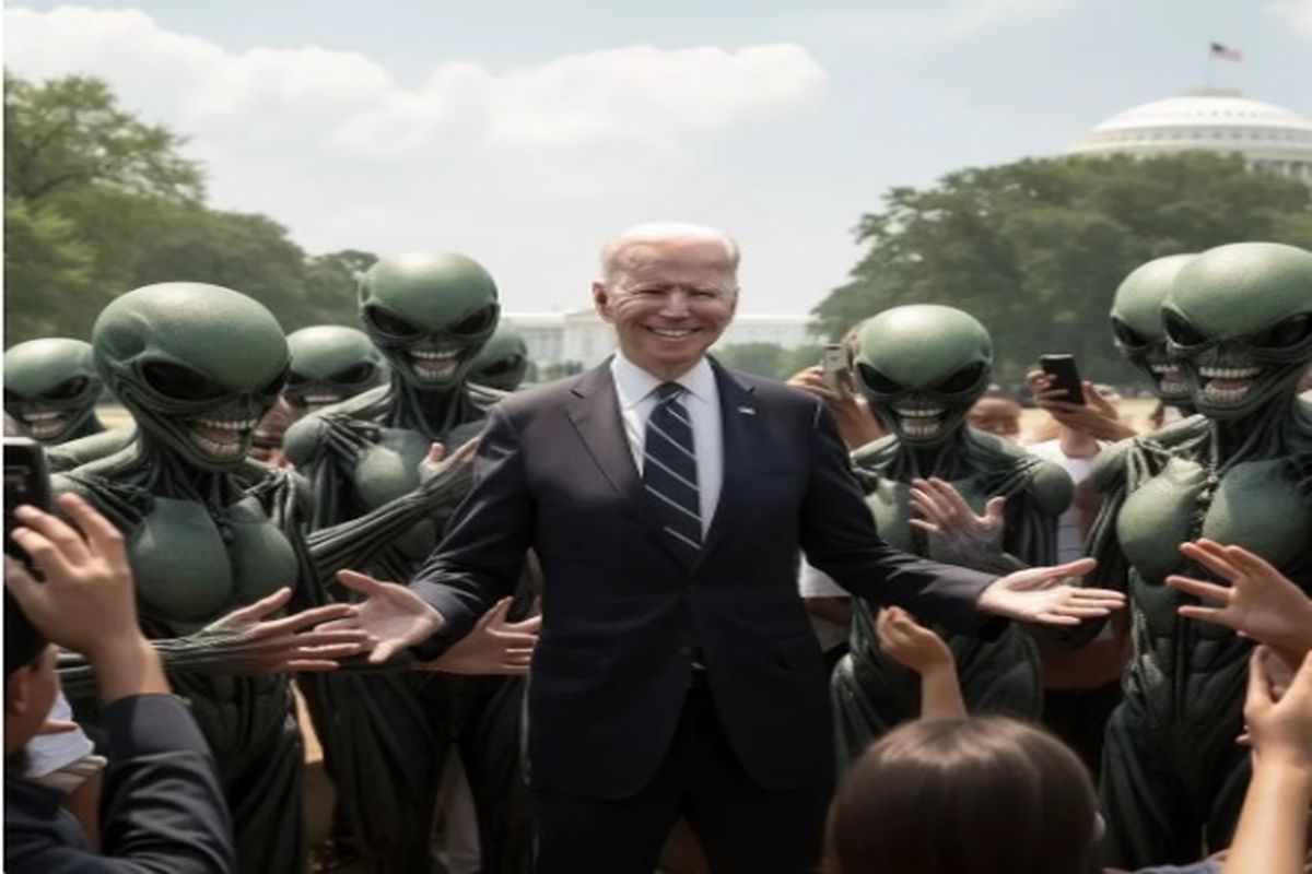 عجیب/ موجودات فضایی در کاخ سفید و کنار بایدن + تصاویر