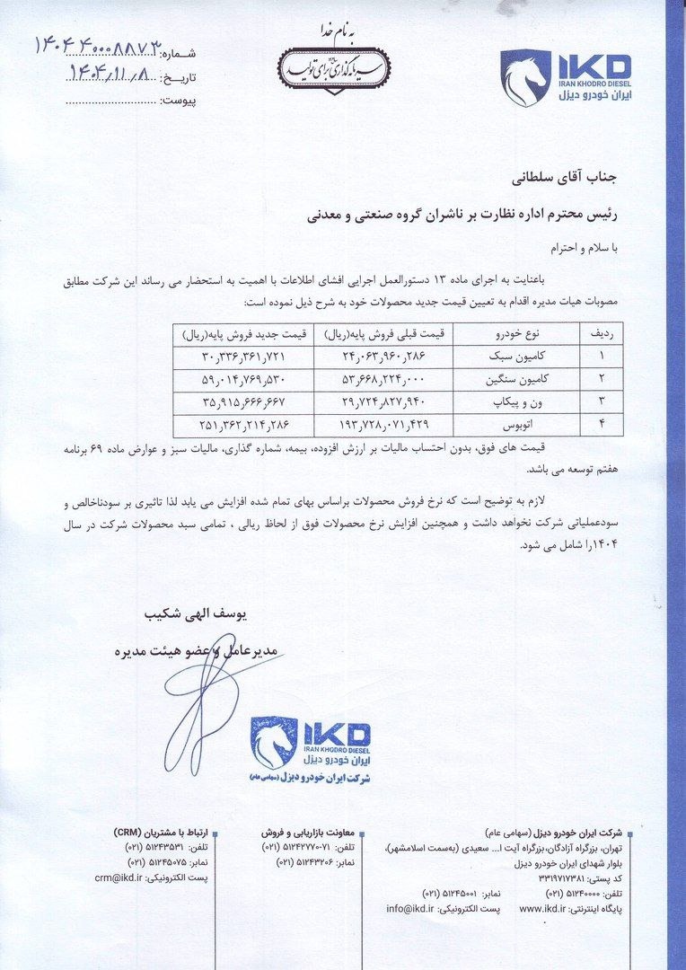 این محصولات ایران خودرو تا ۶ میلیارد گران شدند