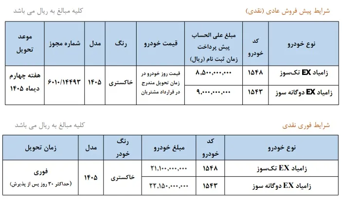 پیش فروش زامیاد